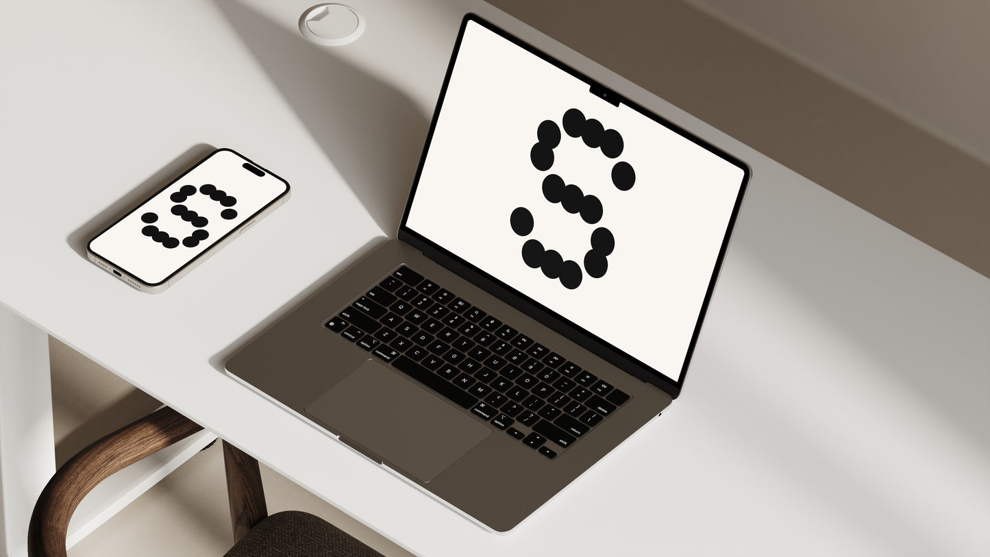 Beige Macbook + iPhone Mockup