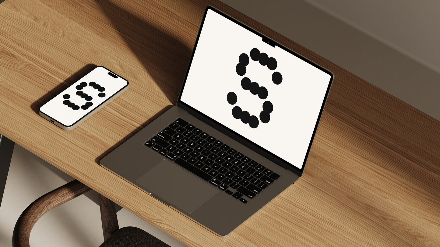 Beige Macbook + iPhone Mockup