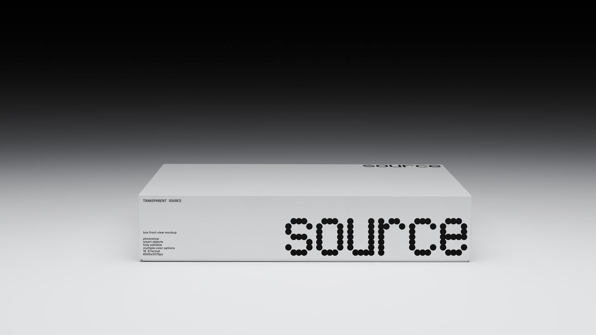 Box Front View Mockup – Transparent Source
